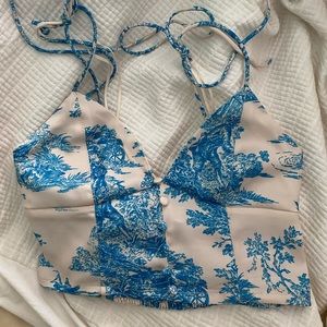 Urban Outfitters Lolly Satin Tie Shoulder Top